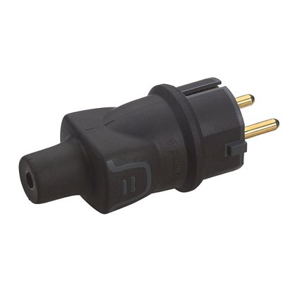 Вилка прямая LEGRAND с заземлением черный 16 А