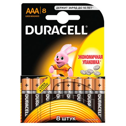 Батарейки Duracell Basic AАA алкалиновые 8 шт