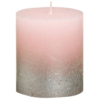 Свеча Bolsius RUSTIC столбик пастельно розовый металлический оттенок 80х68 мм