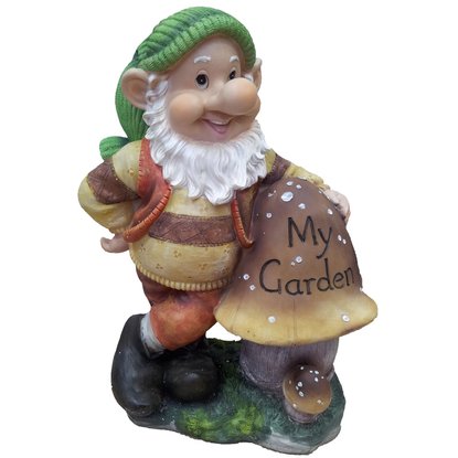 Фигура садовая Гном ушастый с грибами