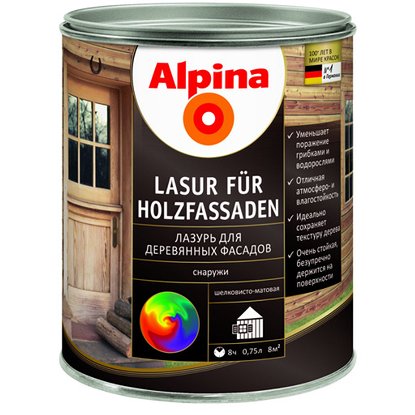 Антисептик AlpinaLasur для деревянных фасадов 0,75 л