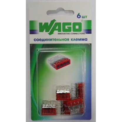 Клемма соединительная WAGO 4-проводная 6 штук