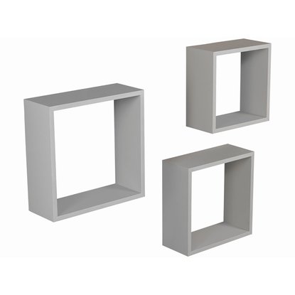 Полки деревянные настенные кубические серые 3 шт 30x30х11 см