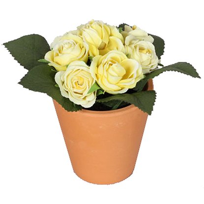 Растение искусственное Роза желтая 12 см