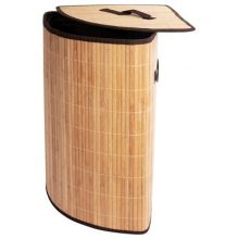 Корзина для белья угловая бамбуковая ткань 32х32х49 см